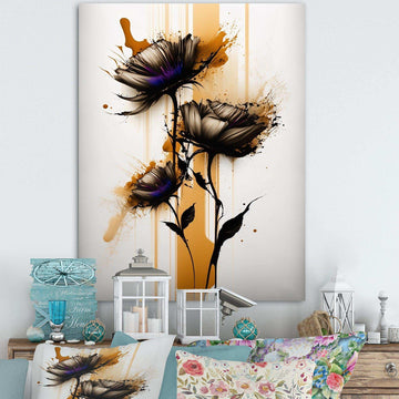 Orange Daisy Flower On Abstract Fusion II - Traditional Living Room Wall Decor